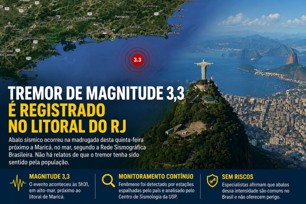 Tremor no mar assusta e mobiliza monitoramento no RJ